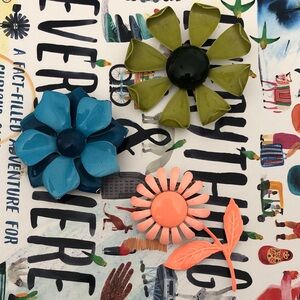 Vintage 1960s enamel flower pins set of 3